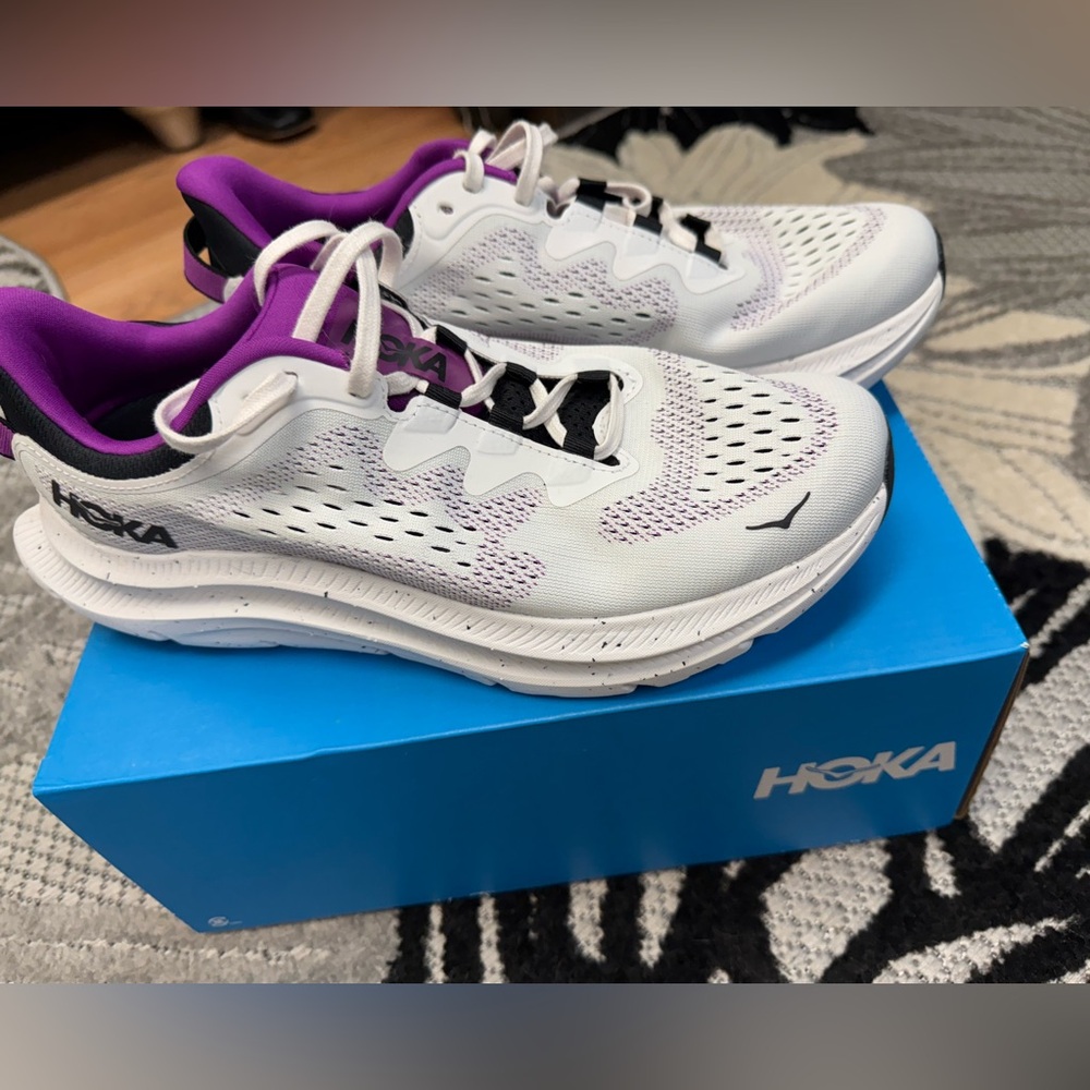 Hoka Women's White and Purple Athletic Shoes